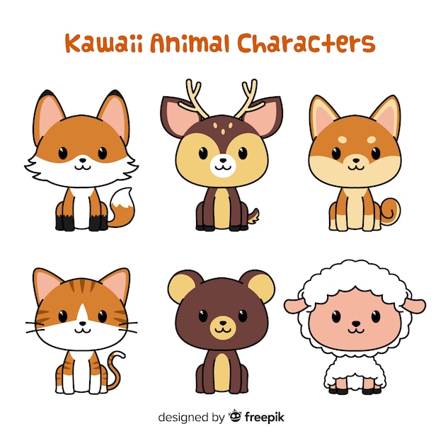 Hand drawn adorable animals collection
