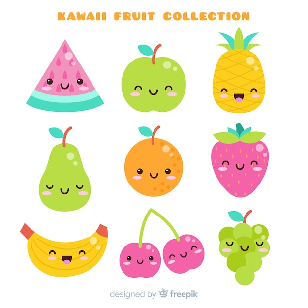 Vector hand drawn adorable food collection