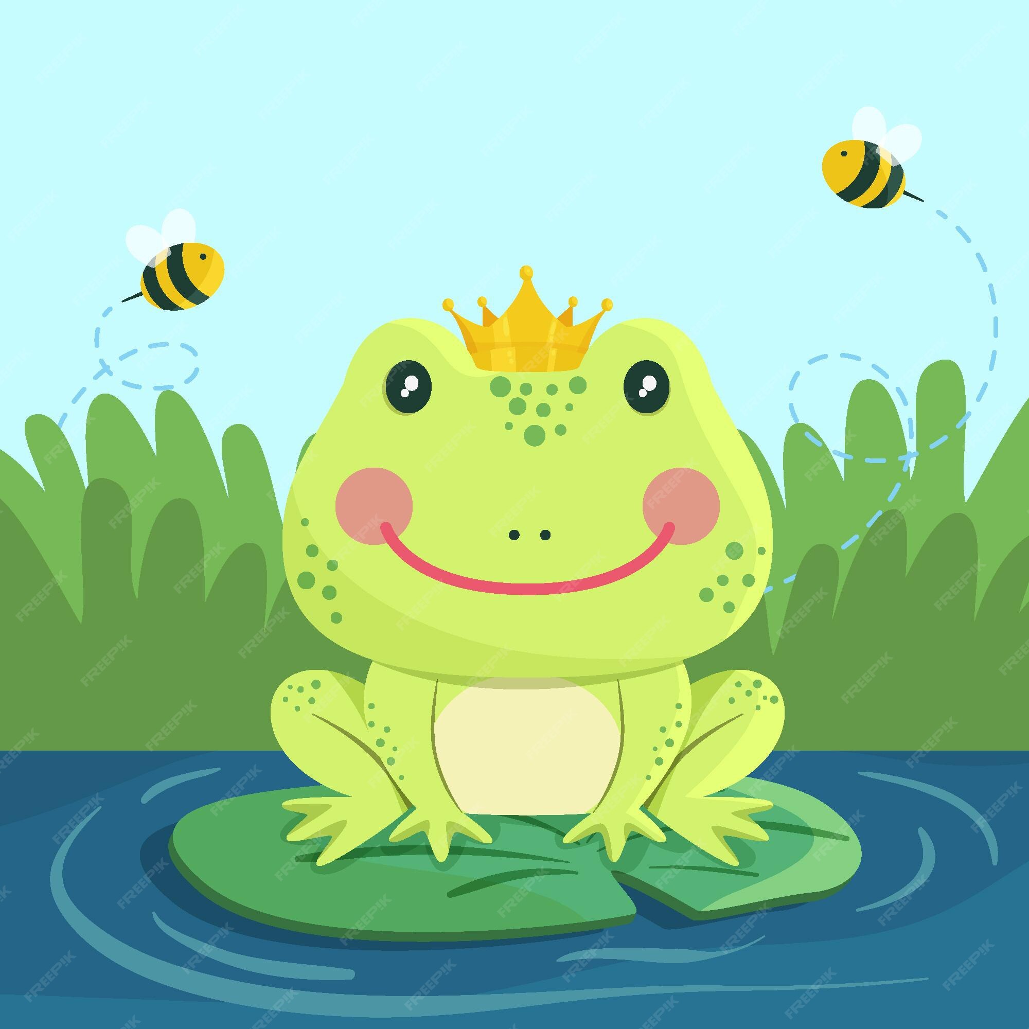 Premium Vector | Hand drawn adorable frog illustration