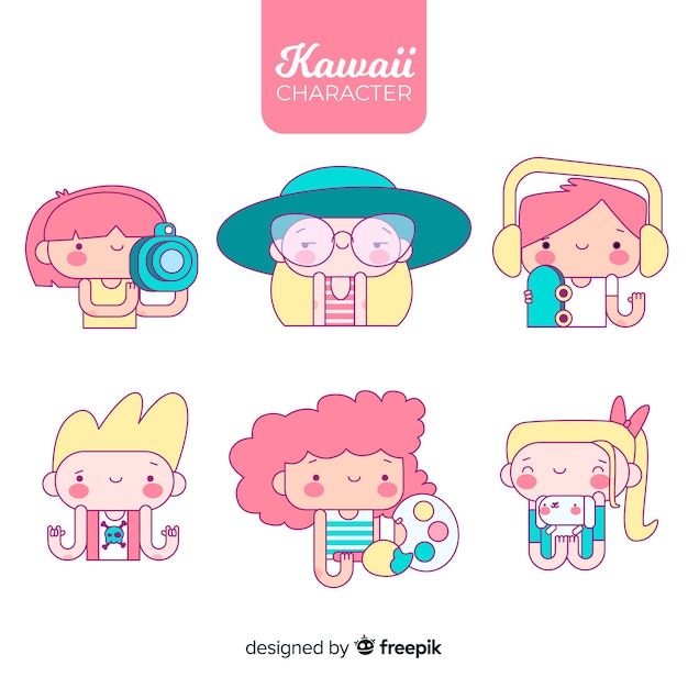 Vector hand drawn adorable people collection