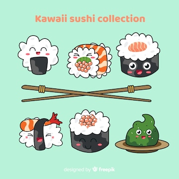 Premium Vector | Hand drawn adorable sushi collection