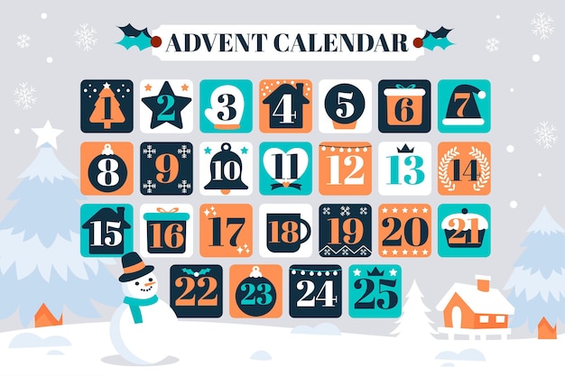 Vector hand drawn advent calendar