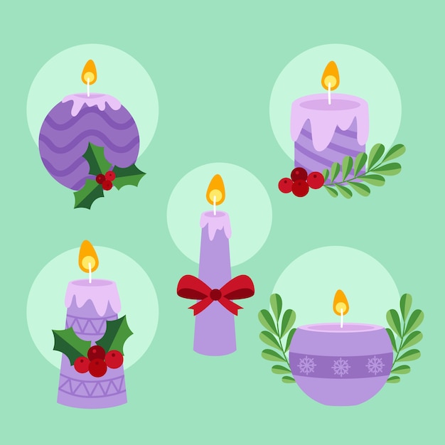 Vector hand drawn advent candles collection