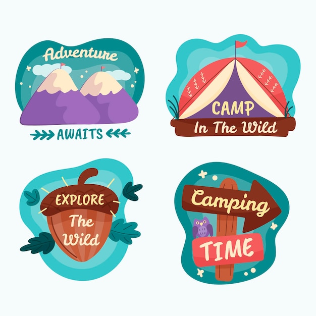 Vector hand drawn adventure badges