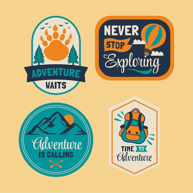 Vector hand drawn adventure badges