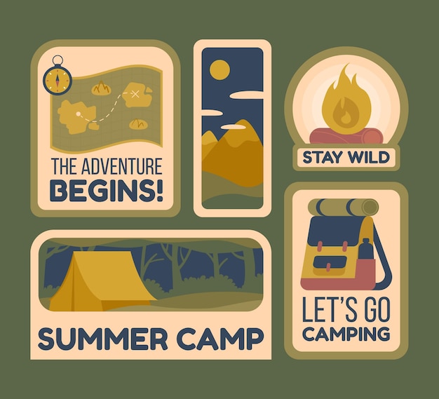 Vector hand drawn adventure badges