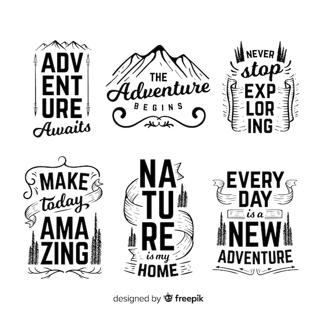 Vector hand drawn adventure logo collection