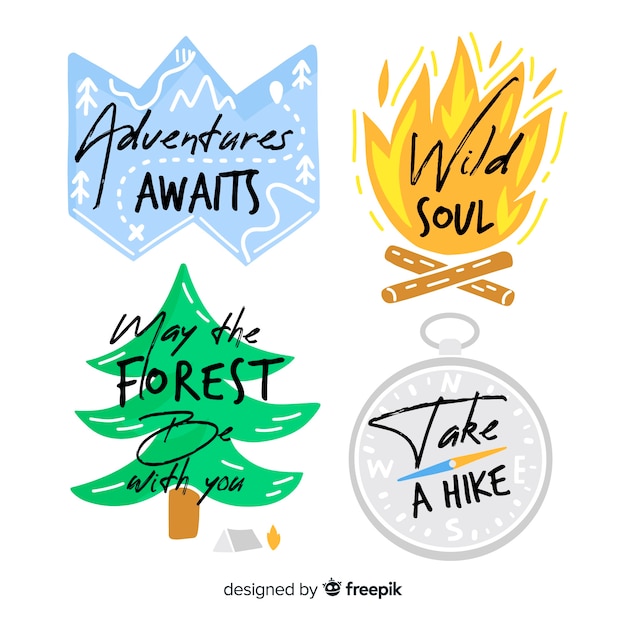 Hand drawn adventure logos collection