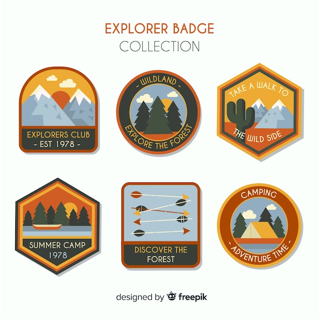 Vector hand drawn adventure logos collection