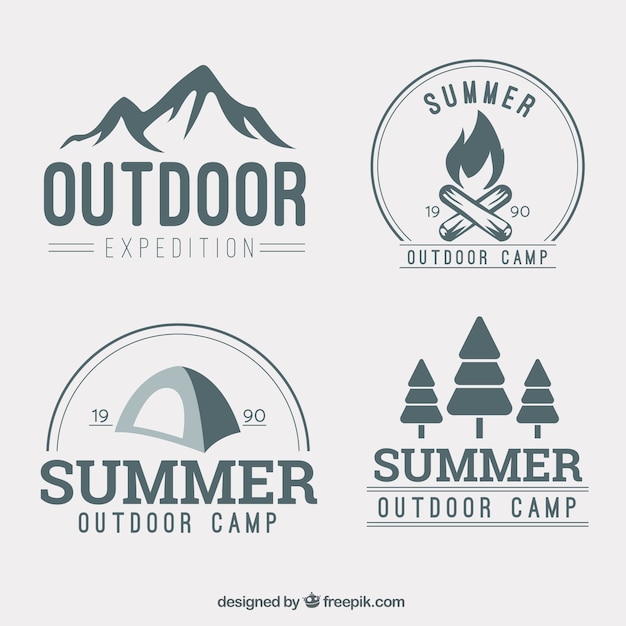 Vector hand drawn adventure logotype collection