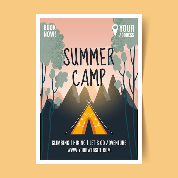 Vector hand drawn adventure vertical flyer template