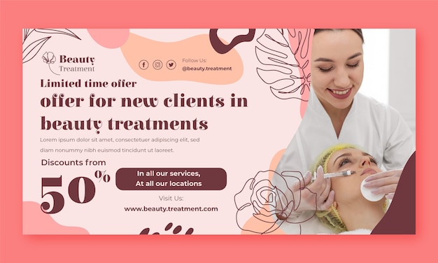 Hand drawn aesthetic medicine social media promo template