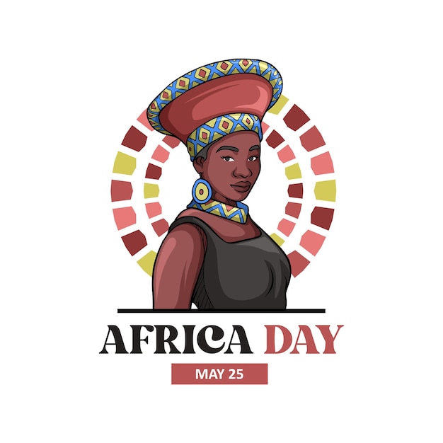 Vettore donna africana disegnata a mano per il giorno dell'africa