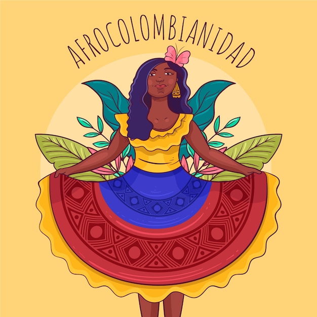 Hand drawn afrocolombianidad illustration