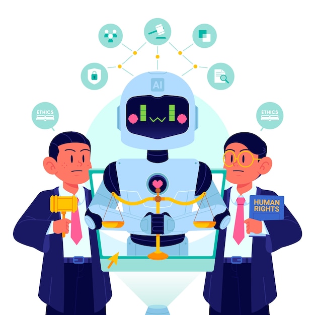 Vector hand drawn ai ethics illustration