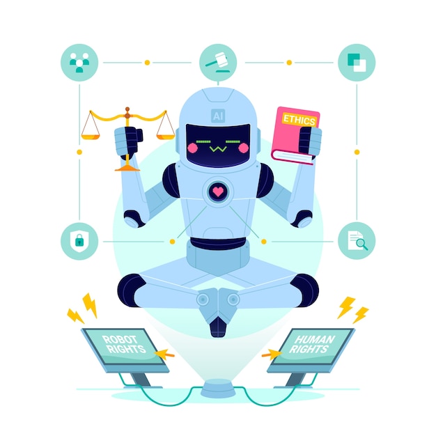 Vector hand drawn ai ethics illustration