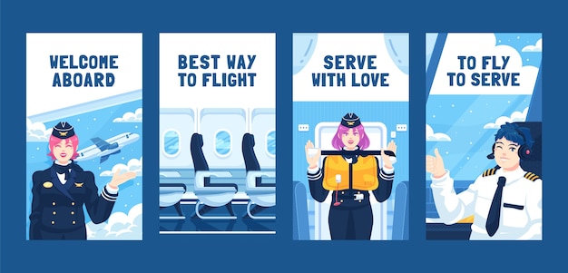 Hand drawn airline service instagram stories