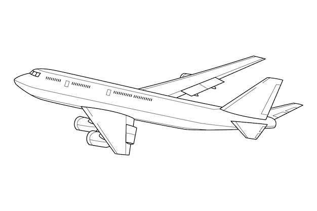 Vector hand drawn airplane outline illustration