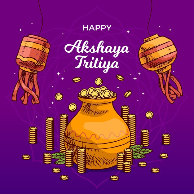 Illustrazione disegnata a mano di akshaya tritiya