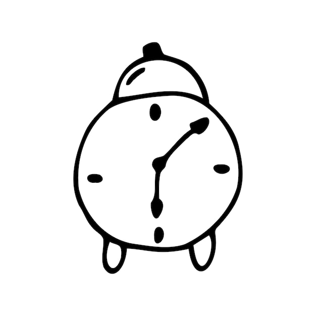 Hand drawn alarm clock on a white isolated background