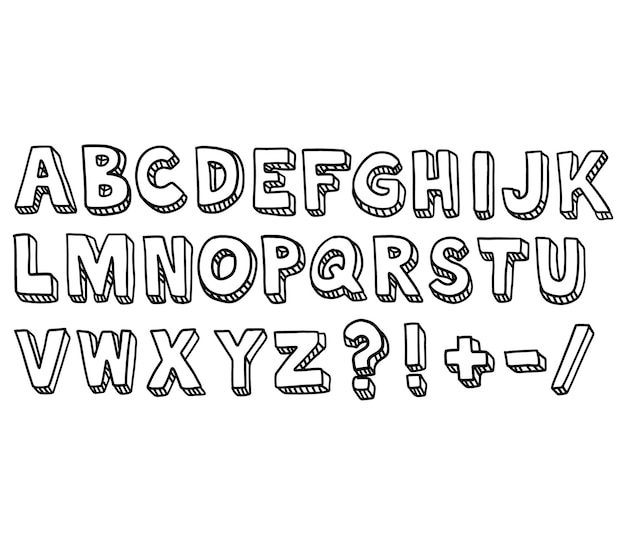 Hand drawn alphabet vector