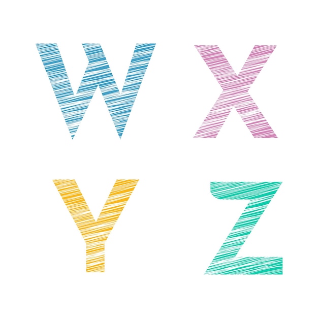 Vector hand drawn alphabets w x y z vector