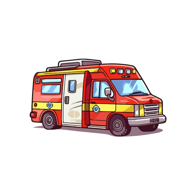 hand drawn ambulance illustration material