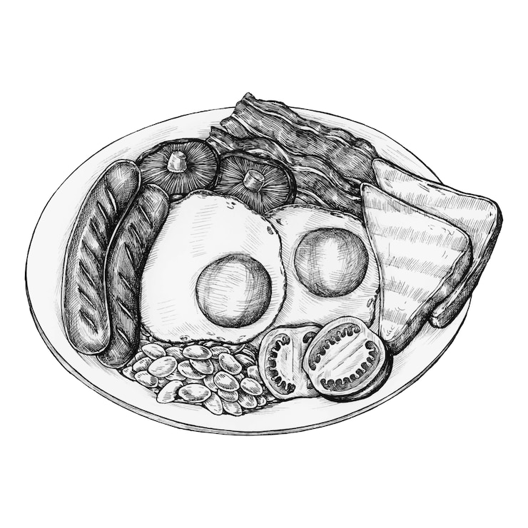 Vector hand-drawn american breakfast set