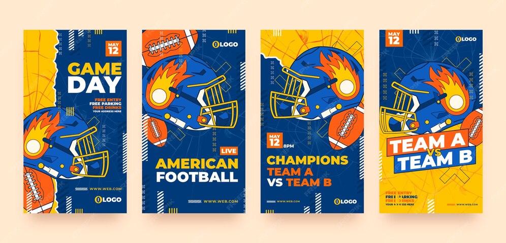 Premium Vector Hand drawn american football instagram stories