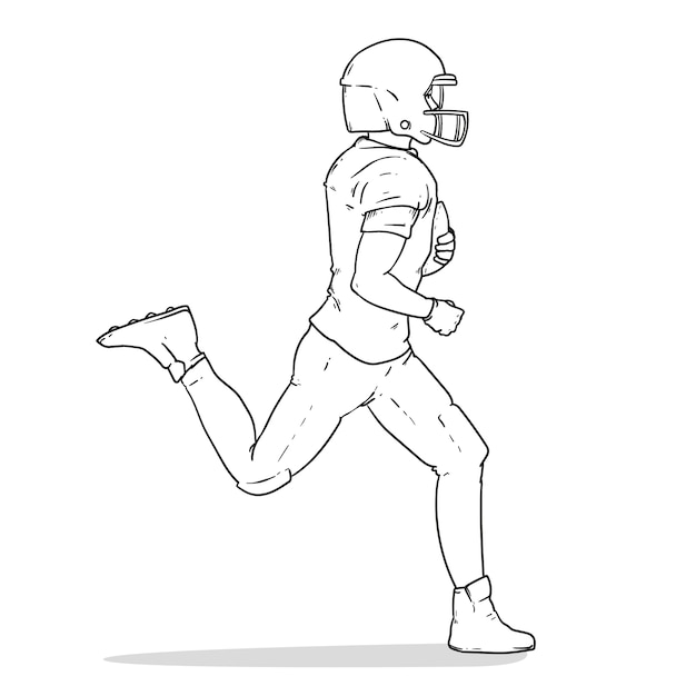 Vettore illustrazione disegnata a mano del profilo di football americano
