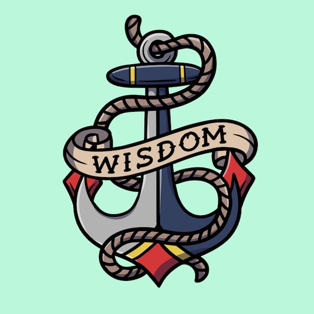 Vector hand drawn anchor with wisdom text