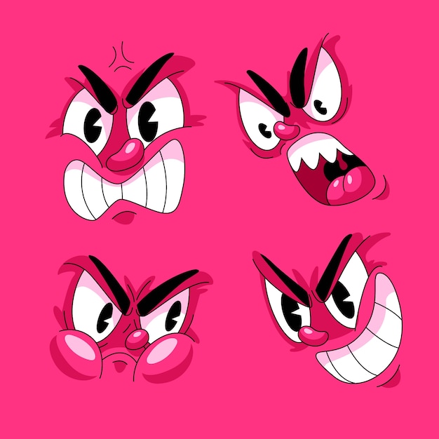 Vector hand drawn angry eyes cartoon illustration