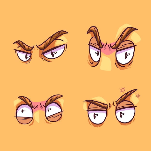 Vector hand drawn angry eyes cartoon illustration