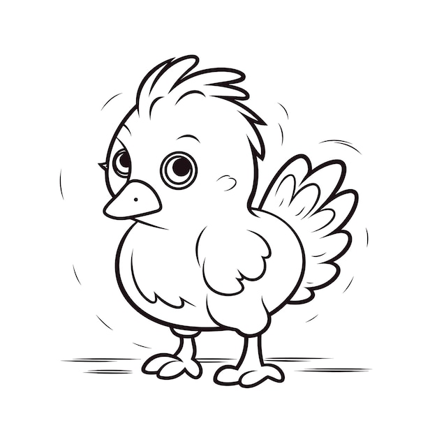 Illustrazione del contorno dell'animale disegnato a mano simpatiche pagine da colorare di pollo per bambini