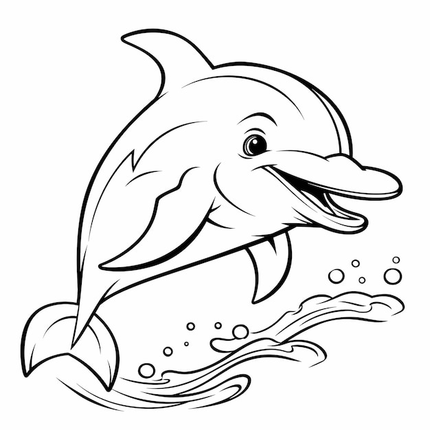 Premium Vector | Hand drawn animal outline illustration cute dolphin ...