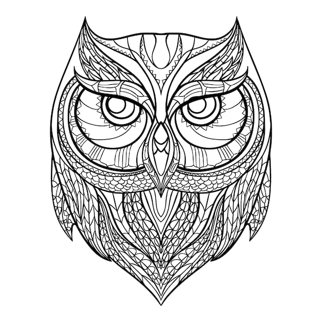 Vector hand drawn animal owl mandala illustration