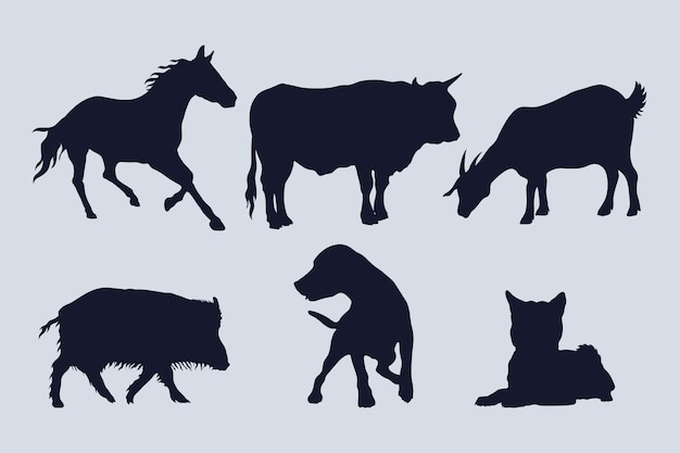 手描きの動物のシルエット