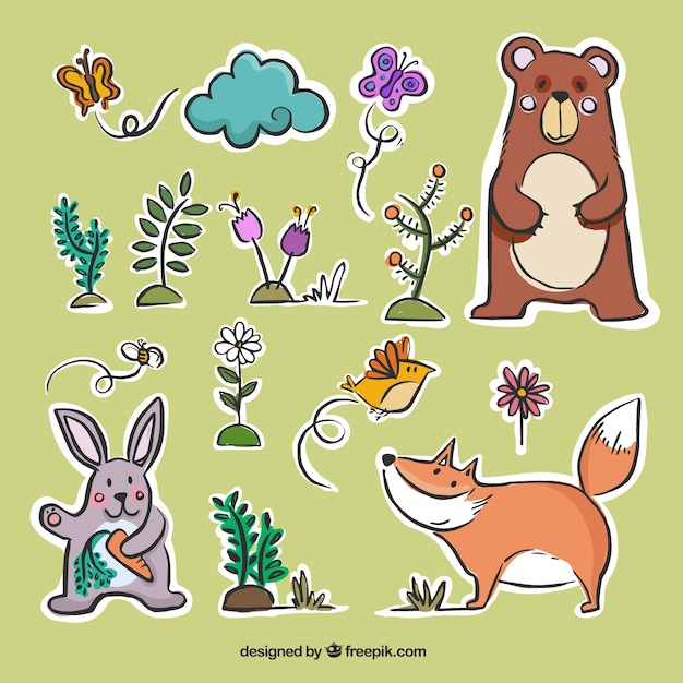 Vector hand drawn animals pack