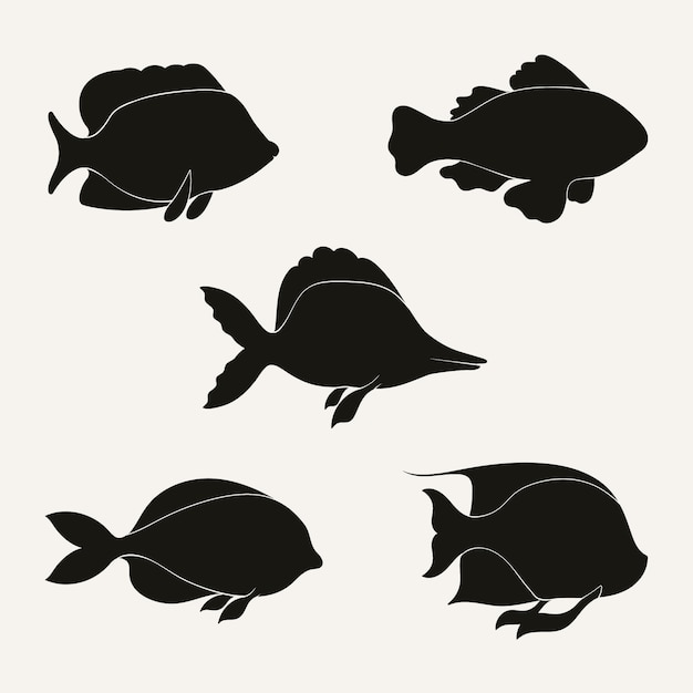 Vector hand drawn animals silhouette illustration