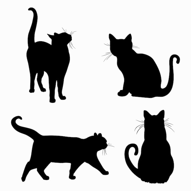 Vector hand drawn animals silhouette illustration