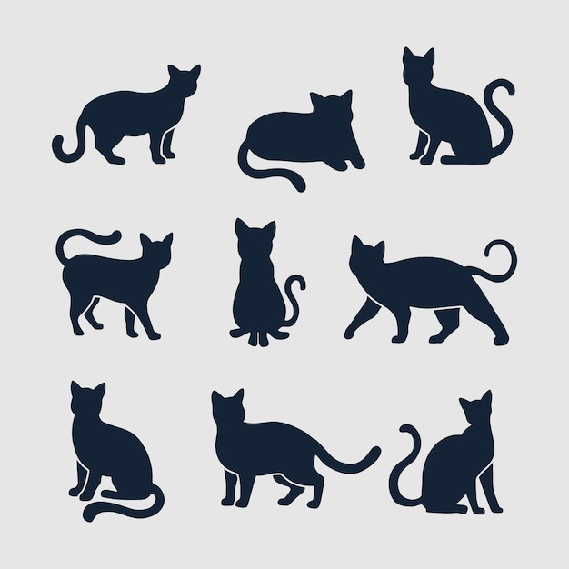 Vector hand drawn animals silhouette set