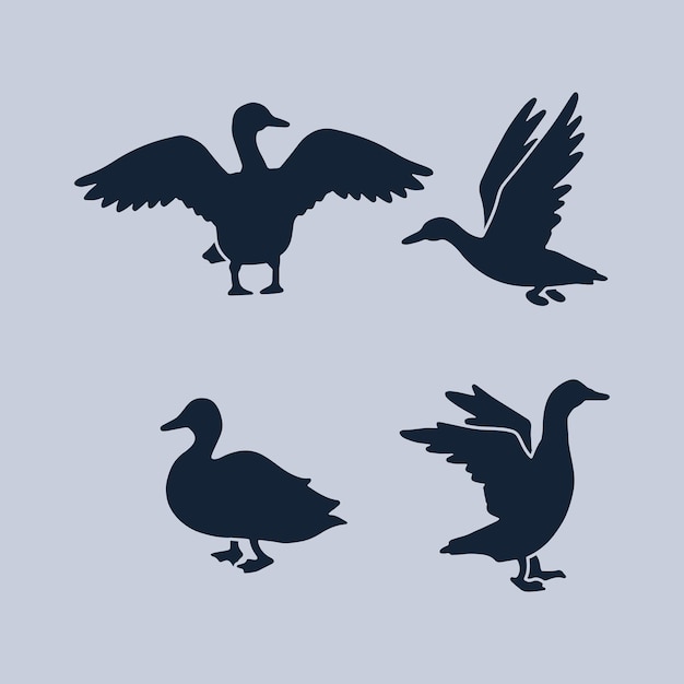 hand drawn animals silhouette set