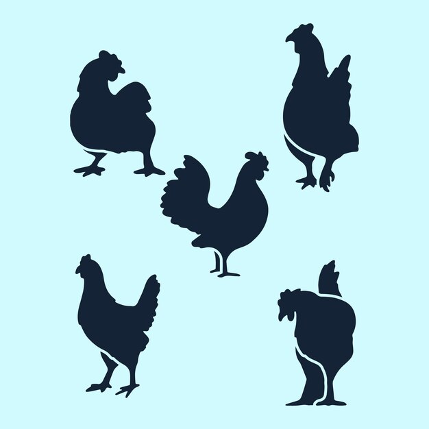 Vector hand drawn animals silhouette set