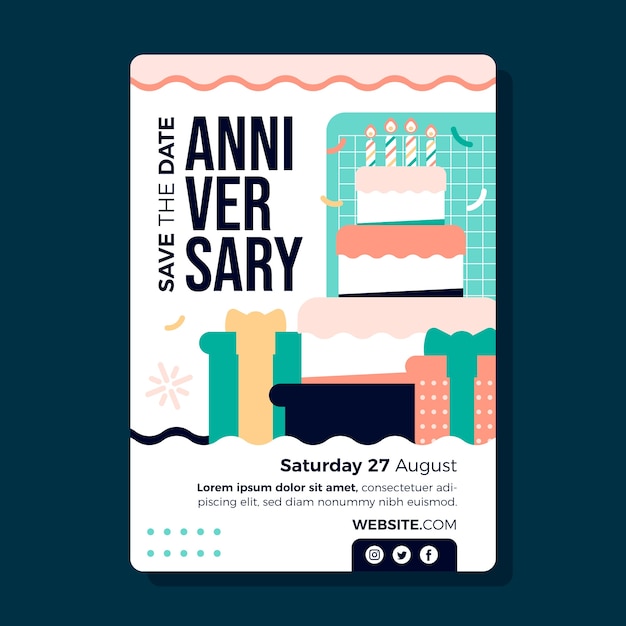 Vector hand drawn anniversary template design