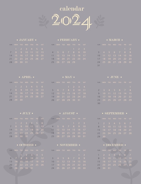 Vector hand drawn annual calendar template