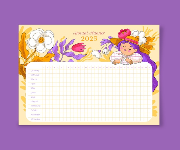 Hand drawn annual planner template