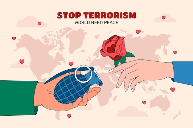 Вектор Ручно нарисованный фон дня борьбы с терроризмом