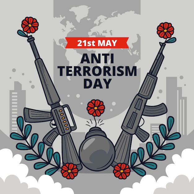 Hand drawn anti terrorism day illustration