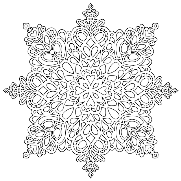 Hand drawn antistress snowflake.