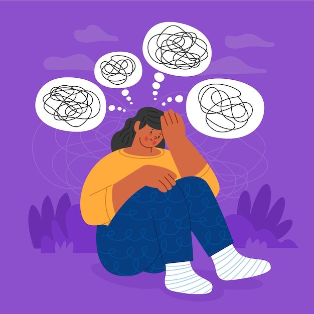 Vector hand drawn  anxiety illustration